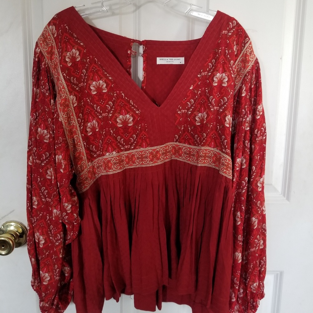 Spell Designs Red Jewel Blouse